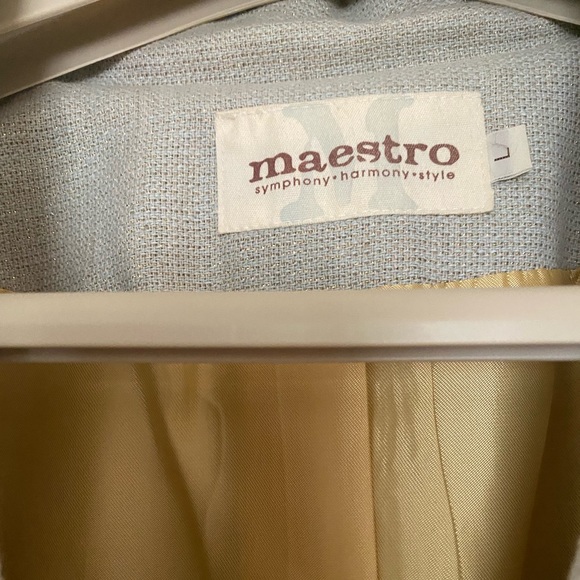 WOMEN’S ONE BUTTON JACKET WITH 3/4 SLEEVES Sz L by MAESTRO. - Picture 3 of 14